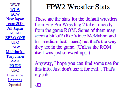 Jason Blackheart's FPW2 Stats